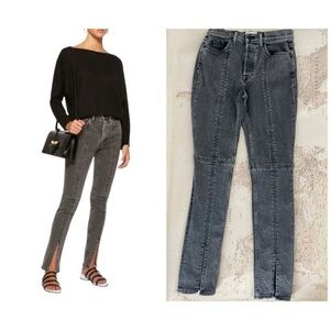 Cotton Citizen Vickie High-rise Split Front Hem Jeans Grey Black Denim Size 27
